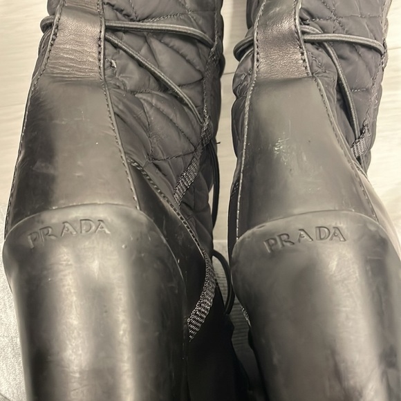 Prada Nylon Wedge Heel Winter Boots - Picture 5 of 15